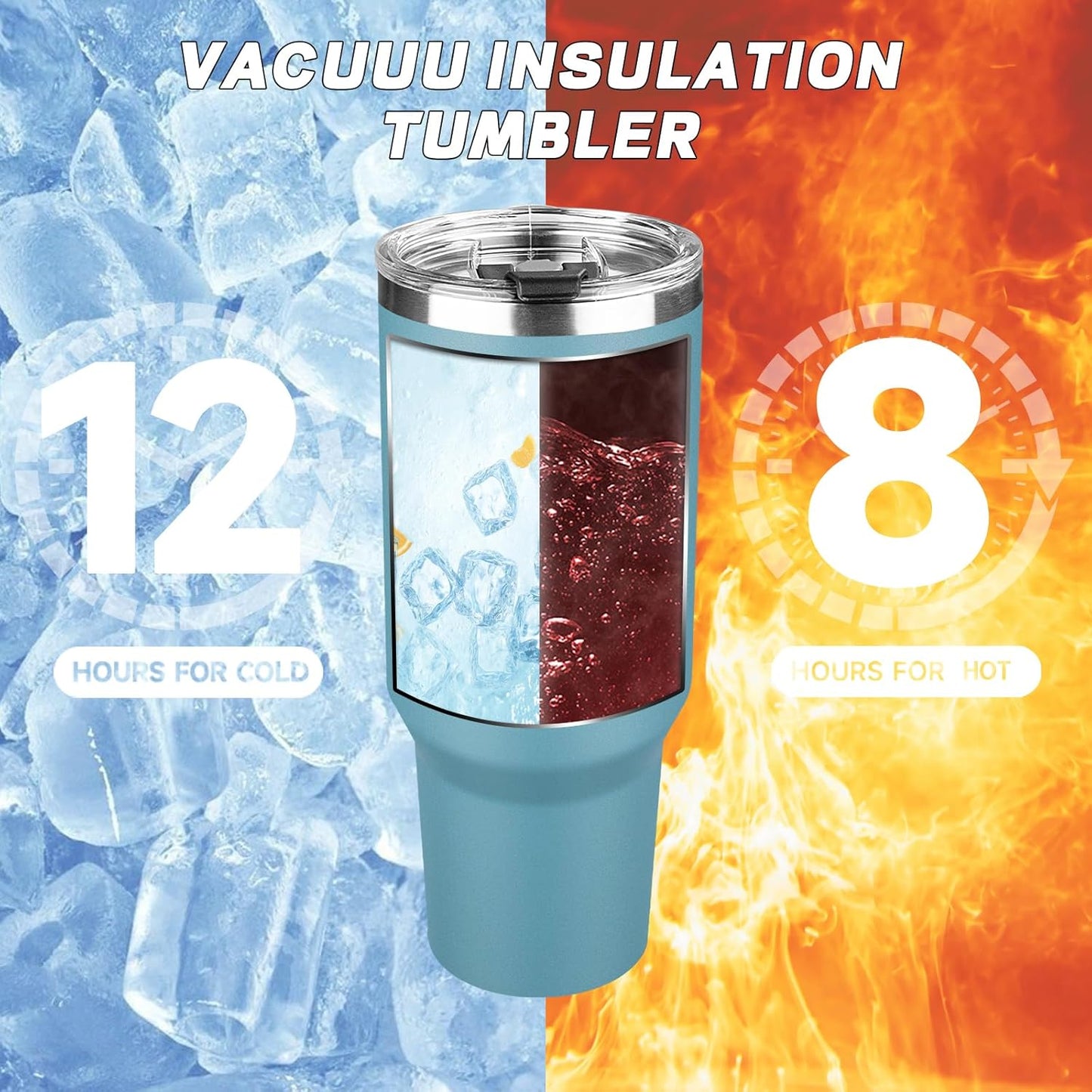 20 oz Tumbler with Lids and Straws, Stainless Steel Insulated Coffee Tumbler, Double Wall Vacuum Insulated Travel Mug Cup, Leakproof Thermal Coffee Cup for Hot and Cold Drinks (azure blue)