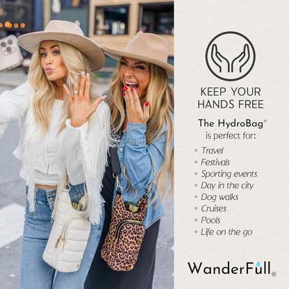 WanderFull Original HydroBag Fits Up to 32 oz Water Bottle Holder with Strap – Hands-Free Crossbody Water Bottle Carrier Bag with Phone Pocket - Colors A