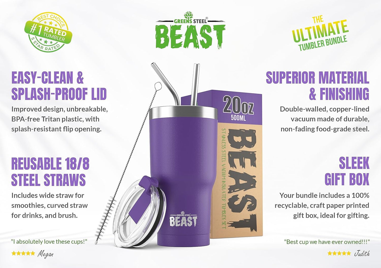 Beast 10 oz Tumbler Stainless Steel Vacuum Insulated Coffee Ice Cup Double Wall Travel Flask (Arctic White)