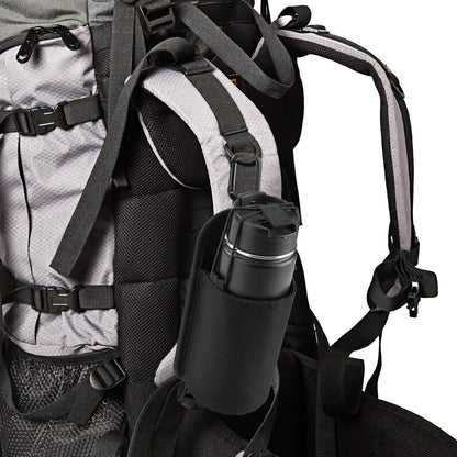Xxerciz Water Bottle Holder for Backpack Shoulder Strap, Nylon Water Bottle Strap with Drawstring Carabiner, Portable Backpack Attachment Water Bottle Pouch for Hiking Walking Camping