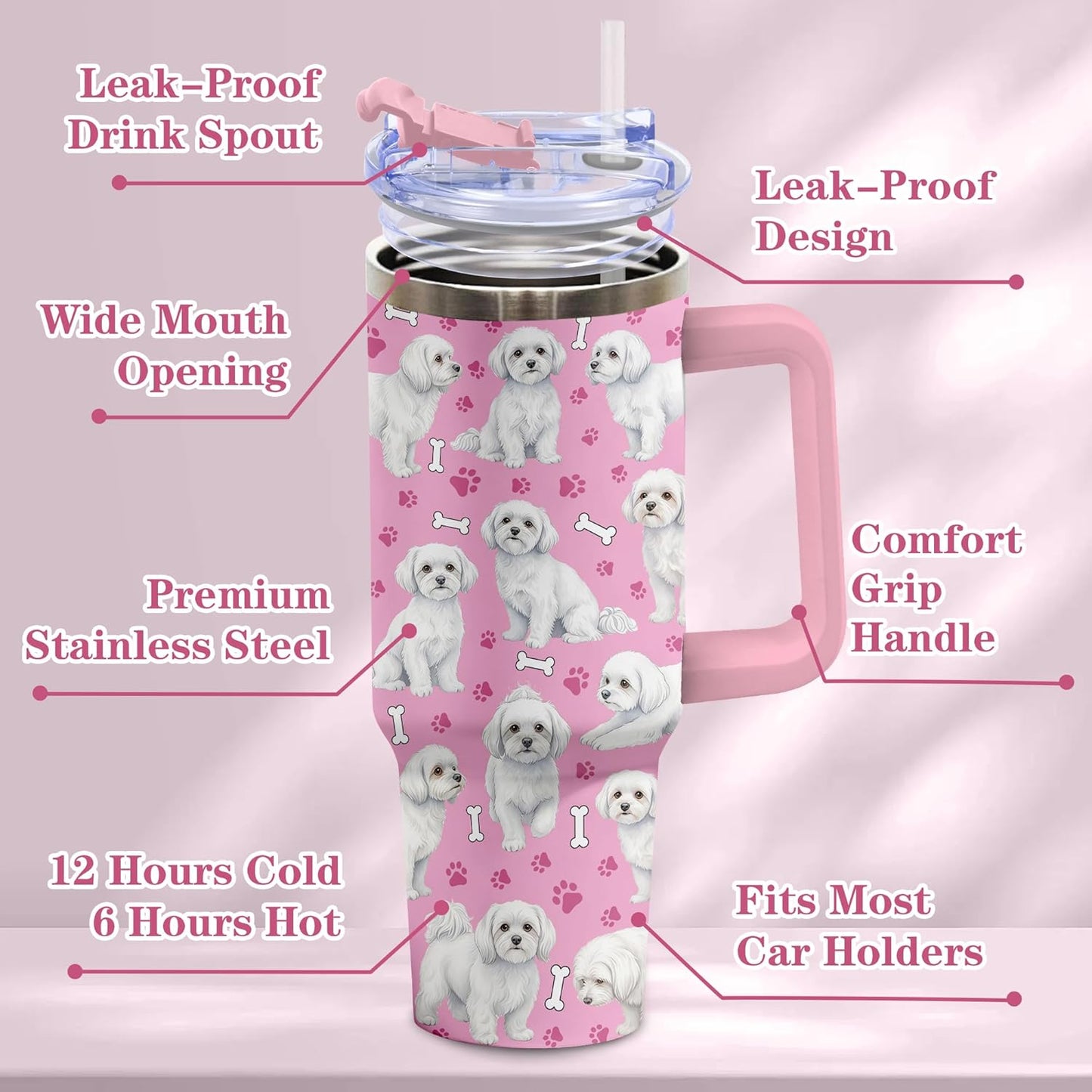 Beagle Gifts for Women Men, 40oz Stainless Steel Insulated Tumbler Travel Cup Mug, Funny and Unique Beagle Gifts for Dog Lover - Colors B