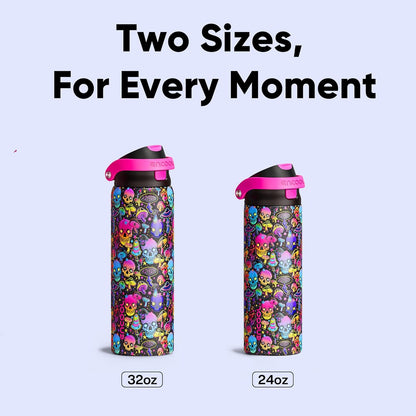 ENCOOL Leakproof Insulated Water Bottle with Straw Dual-Sip Water Bottle Bag-Safe Design for Work, Commute & Gym – Keeps Drinks Cold All Day, 24 oz, Lemonade Pink - Colors B