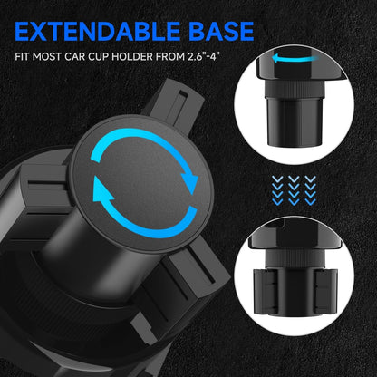 DYLEN Car Cup Holder Expander, 2 in 1 Cup Holder Adapter Extender for Car with Expandable Insert, Fits Yeti, Hydroflask and Other Large Water Bottles & Mugs in 2.2"-4.6" (10-46oz)