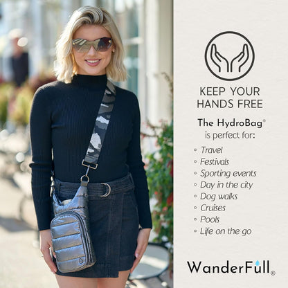 WanderFull Original HydroBag Fits Up to 32 oz Water Bottle Holder with Strap – Hands-Free Crossbody Water Bottle Carrier Bag with Phone Pocket - Colors B