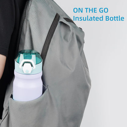 Konokyo 18 oz Insulated Water Bottle with Straw Lid, Stainless Steel Vacuum Sports Water Bottle, Leak-Proof Reusable Metal Flask with Carry Loop, BPA-Free Travel Bottle for Gym, School, Office