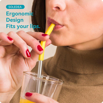 40 oz Straight Metal Straws for 40 oz Stanley Tumbler, 6 Pcs Stainless Steel Reusable Drinking Metal Straw with Colourful Silicone Tips,Straw for Glass Cups, BPA FREE