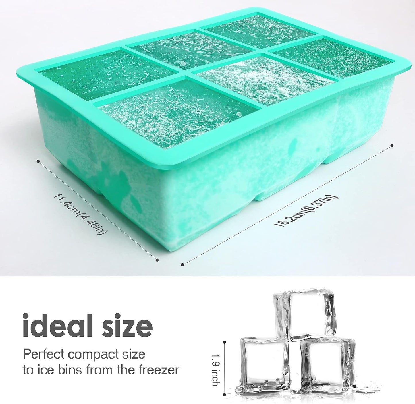 Excnorm Silicone Ice Cube Trays 3 Pack - Large Size Silicone Ice Cube Molds with Leak Proof Removable Lid Square Ice Cube Tray And BPA Free for Cocktail,Whiskey, Stackable Flexible Ice