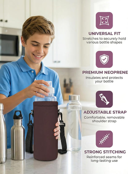 AUPET Water Bottle Sling Bag Carrier Crossbody Sleeve,Insulated Neoprene Bottle Case Holder Pouch Cover 500ML/17oz with Shoulder Strap for Walking Women Men