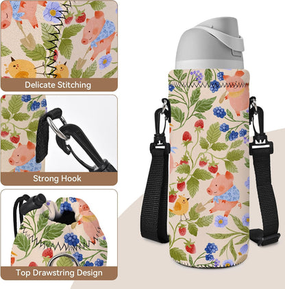AUPET Water Bottle Bag Carrier,24oz/32oz Insulated Neoprene bottle Sling Holder Case Pouch Cover for 1000ML/750ML Bottles with Shoulder Strap for walking