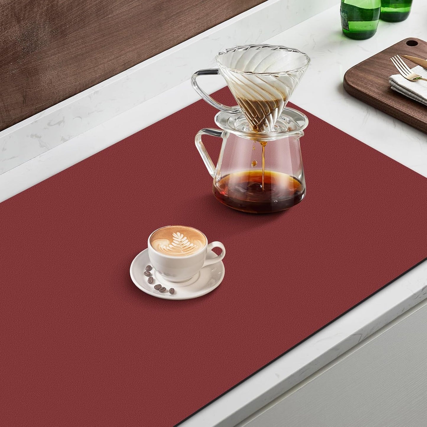 WISELIFE Coffee Mat Super Absorbent Dish Drying Mat Coffee Bar Accessories Match with Machine Large Drying Mats for Kitchen Counter 12" W x 19" L, Black
