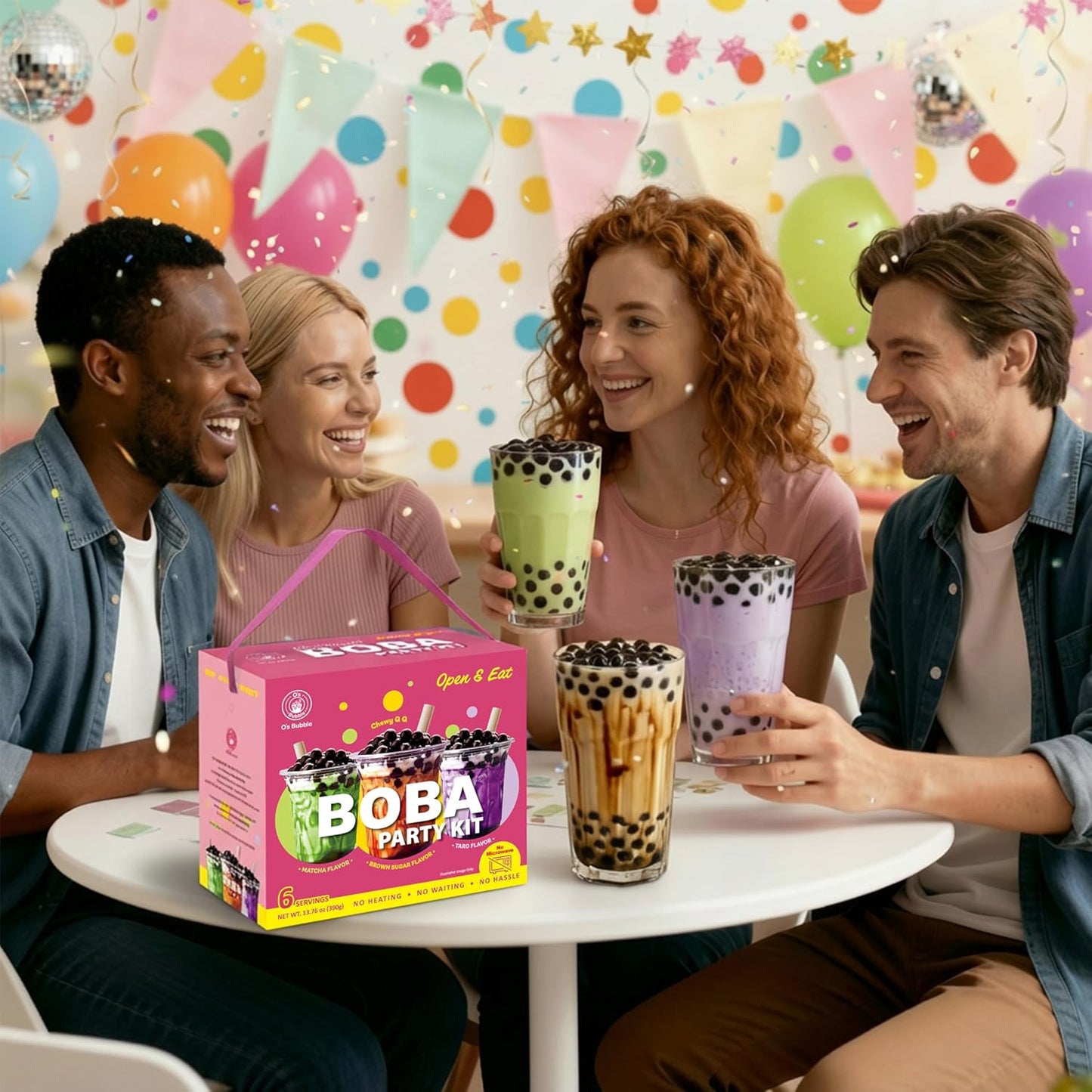 O's Bubble Boba Tea Kit - Bubble Tea Kit - All in One Boba Kit - Boba Kit for Kids - 6 Servings Includes Cups, Straws, Stirrer (Party Kit Variety Pack Upgrade) (Mixed Fruit)