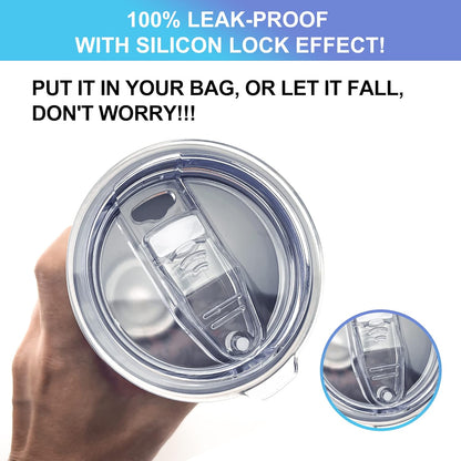 2 Replacement Lids for Stainless Steel Tumbler Travel Cup - Fits OF Inner diameter 3.7 to 3.74 INCH Yeti Rambler and others (Transparent) (30 OZ)