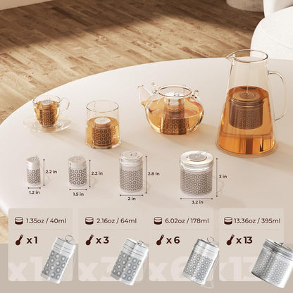 Reinmoson Tea Strainers for Loose Tea, Extra Fine Mesh Tea Infuser, 304 Stainless Steel & Updated Slim Threaded Lid, Loose Leaf Tea Steeper for Black Tea, Rooibos, etc