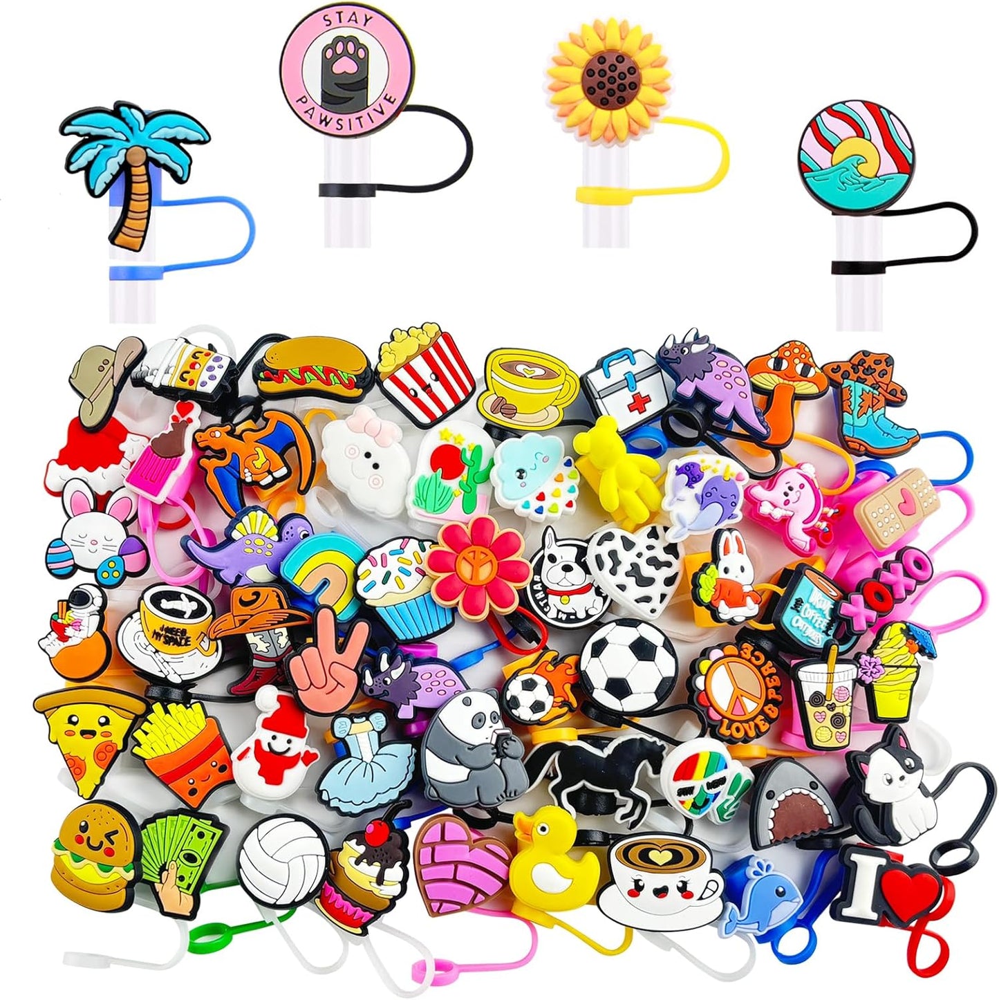 20Pcs Random Different Straw Cover Toppers for Stanley 40oz Cute Tumbler Straw Cap for 0.4inch Straws Stanley Cup Accessories