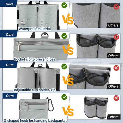 Luggage Cup Holder for Suitcases, Portable Foldable Travel Cup Holder with Handle and Hook, Luggage Drink Holder for Two Coffee Cups,Gift for Flight Attendants