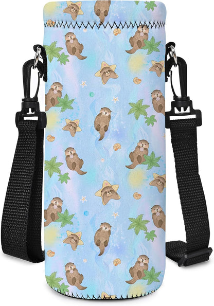 Neoprene 500ML/750ML/1000ML Water Bottle Bag Carrier, Portable Insulated Bottle Sling Holder Case Pouch with Adjustable Shoulder Strap for Men Women Walking Hiking Running