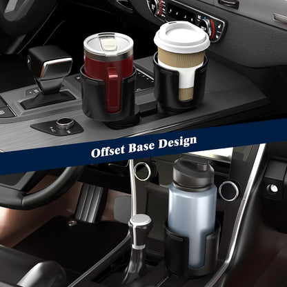 Quick-Install Car Cup Holder Expander, Space-Saving Cup Holder for Car with Offset Design, Non-Slip Large Water Bottle Holder Expander, Compatible with Owala, Stanley, Yeti Cups (24oz to 64oz)