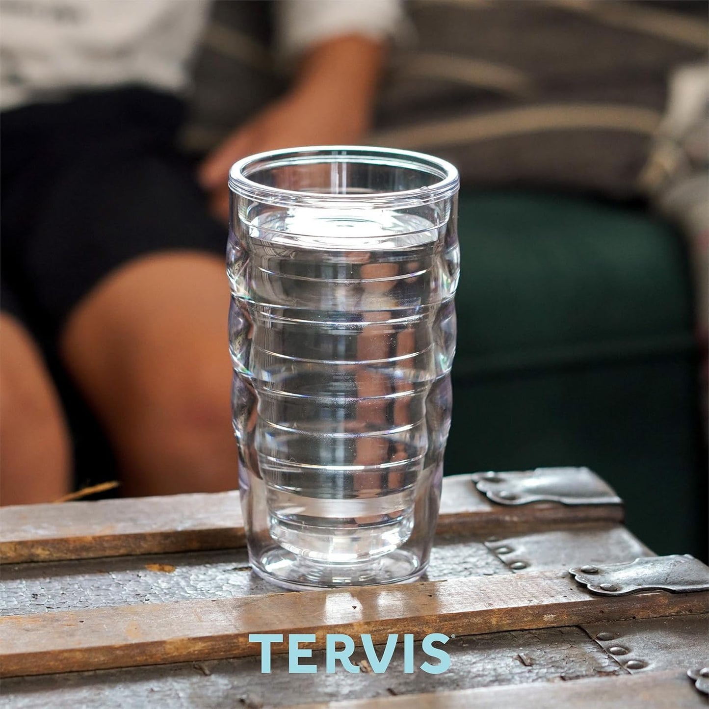 Tervis Clear & Colorful Lidded Made in USA Double Walled Insulated Tumbler Travel Cup Keeps Drinks Cold & Hot, 24oz, Black Lid, 1 Count (Pack of 1)