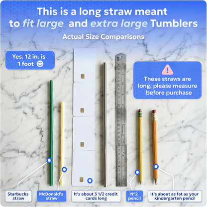Made in USA Bywater Stainless Steel 10.5 Inch Straw Set of 2 Food Grade Premium Straws. Fits Stanley, Yeti Straw Lid, Owala and Many Others With Standard Straws. DOES NOT FIT FLIP STYLE LIDS