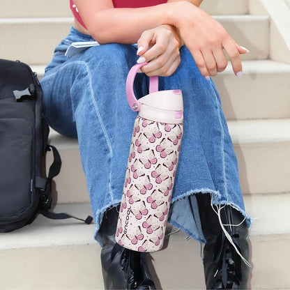 ENCOOL Leakproof Insulated Water Bottle with Straw Dual-Sip Water Bottle Bag-Safe Design for Work, Commute & Gym – Keeps Drinks Cold All Day, 24 oz, Lemonade Pink - Colors B