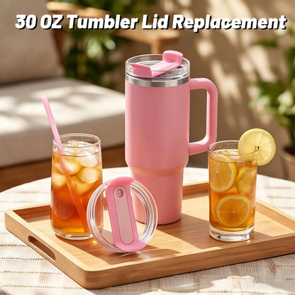 40 OZ Tumbler Lid Replacement Compatible for Stanley Quencher H2.0, 1 Pack BPA Free Clear Lid Replacement for Stanley Cup Accessories(Clear-White)