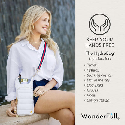 WanderFull Original HydroBag Fits Up to 32 oz Water Bottle Holder with Strap – Hands-Free Crossbody Water Bottle Carrier Bag with Phone Pocket - Colors B