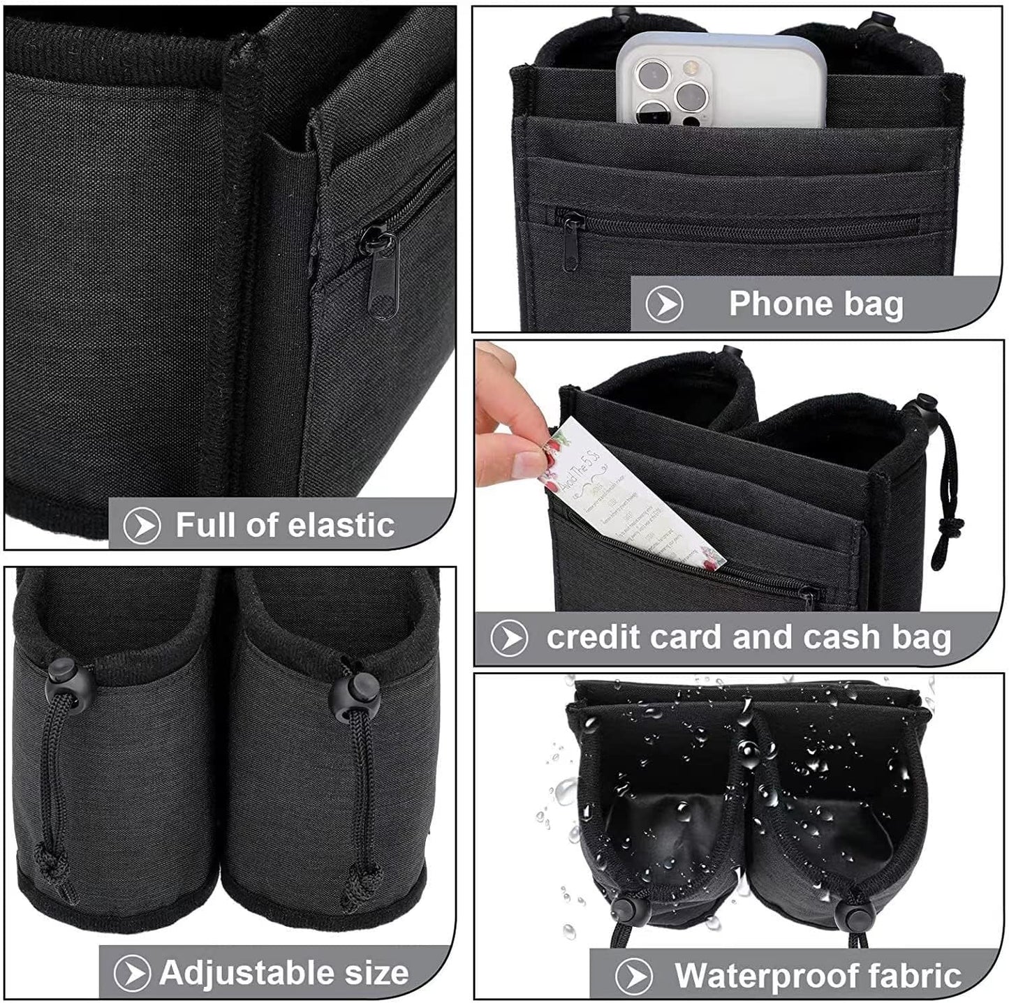 Luggage Cup Holder for Suitcases,Travel Must Haves,Free Hand Drinks Carrier Coffee Mugs Holder,Universal Luggage Accessories for Flight Attendants,Business Travelers Travel Essential - Black