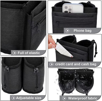 Luggage Cup Holder for Suitcases,Travel Must Haves,Free Hand Drinks Carrier Coffee Mugs Holder,Universal Luggage Accessories for Flight Attendants,Business Travelers Travel Essential - Black