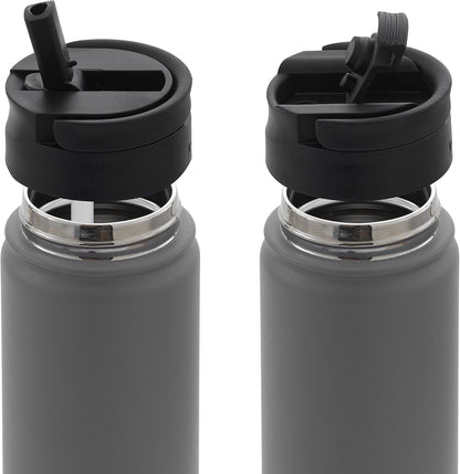 JoyJolt Triple Insulated Water Bottle with Straw Lid AND Flip Lid! 22oz Water Bottle, 12 Hour Hot/Cold Vacuum Insulated Stainless Steel Water Bottle. BPA-Free Leakproof Water Bottles - Thermos Bottle