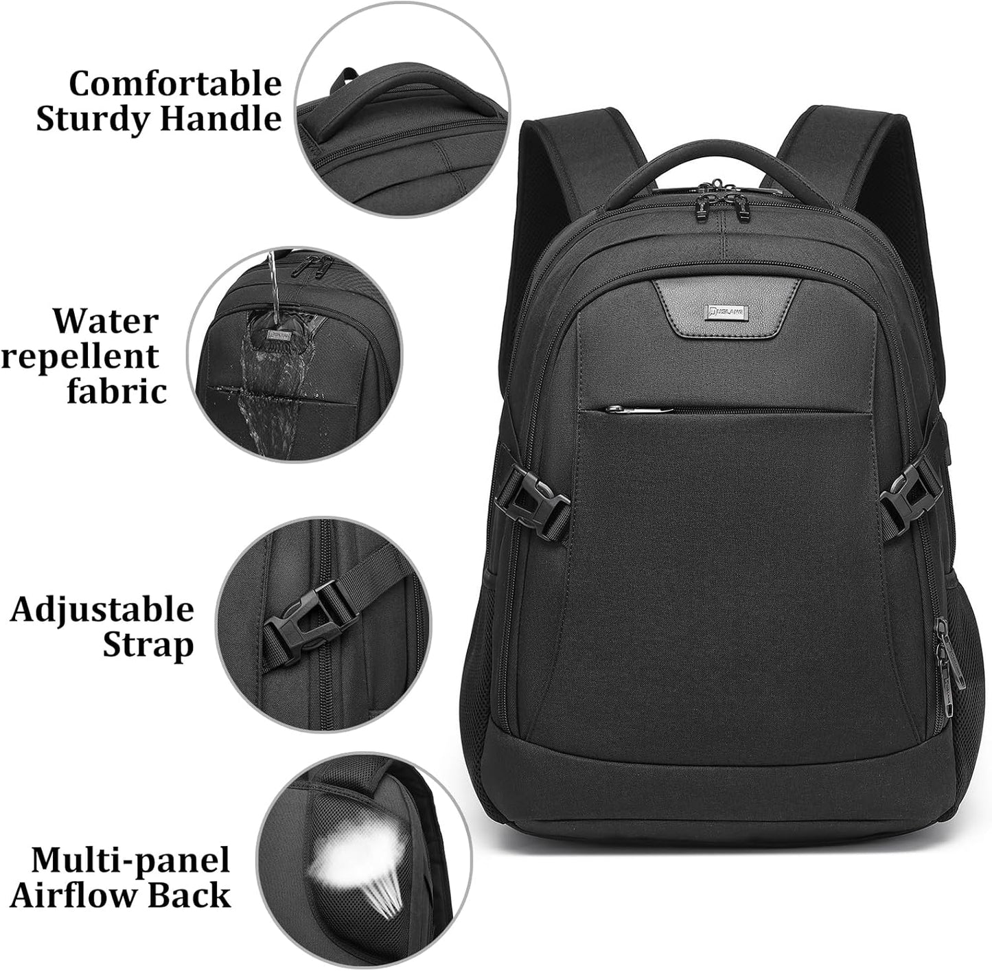 DUSLANG 17 Inch Laptop Backpack for Travel Water Resistant College Backpack for Men/Women Laptop Bag with USB Charging Port,Black - Colors A