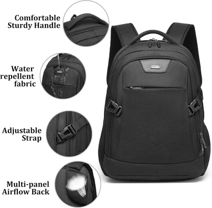 DUSLANG 17 Inch Laptop Backpack for Travel Water Resistant College Backpack for Men/Women Laptop Bag with USB Charging Port,Black - Colors A