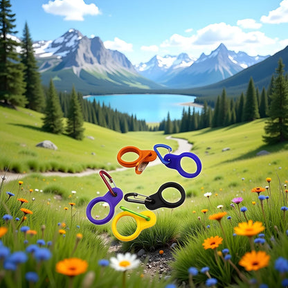 6 Pcs Silicone Water Bottle Buckle with Carabiner Clip - Portable Secure Bottle Holder - Hiking, Camping Accessory, Accessory and Keychain Carabiners, Car Keychain