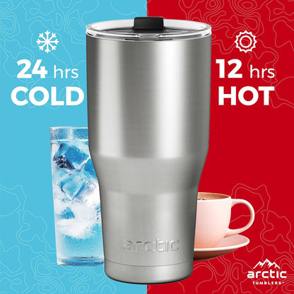 | 30 oz Tuscan Sun Insulated Tumbler with Straw & Cleaner - Retains Temperature up to 24hrs - Non-Spill Splash Proof Lid, Double Wall Vacuum Technology, BPA Free & Built to Last
