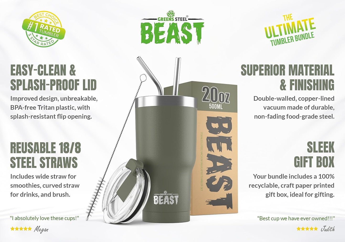 Beast 10 oz Tumbler Stainless Steel Vacuum Insulated Coffee Ice Cup Double Wall Travel Flask (Arctic White)