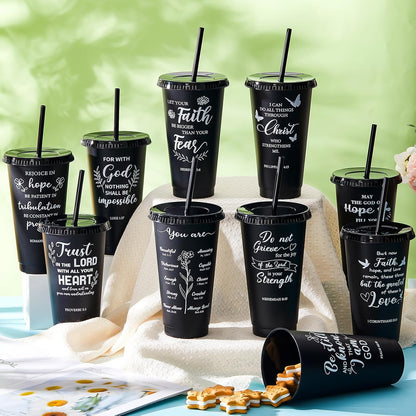 Uiifan 30 Pcs Christian Gifts Cups Bulk for Women, 24oz Bible Verse Christian Tumblers with Lids and Straw, Religious Church Gifts for Mother's Day (Fresh Color,Bible)