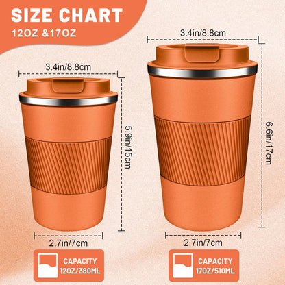 DUBUXW Insulated Coffee Tumblers with Flip Lid 12oz / 17oz, Stainless Steel Travel Coffee Mug Leak Proof, Vacuum Insulated Coffee Mug Reusable Cup, Keeps Cold and Hot for Coffee Tea