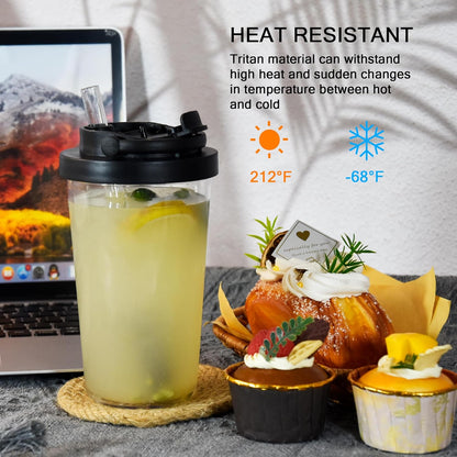 sweet grain Reusable Boba Cup - 24oz Tritan Boba tumbler with Lid and Straw, BPA Free Leakproof Bubble/Boba Tea Cup with Carry Handle for Ice Coffee Smoothies - Black