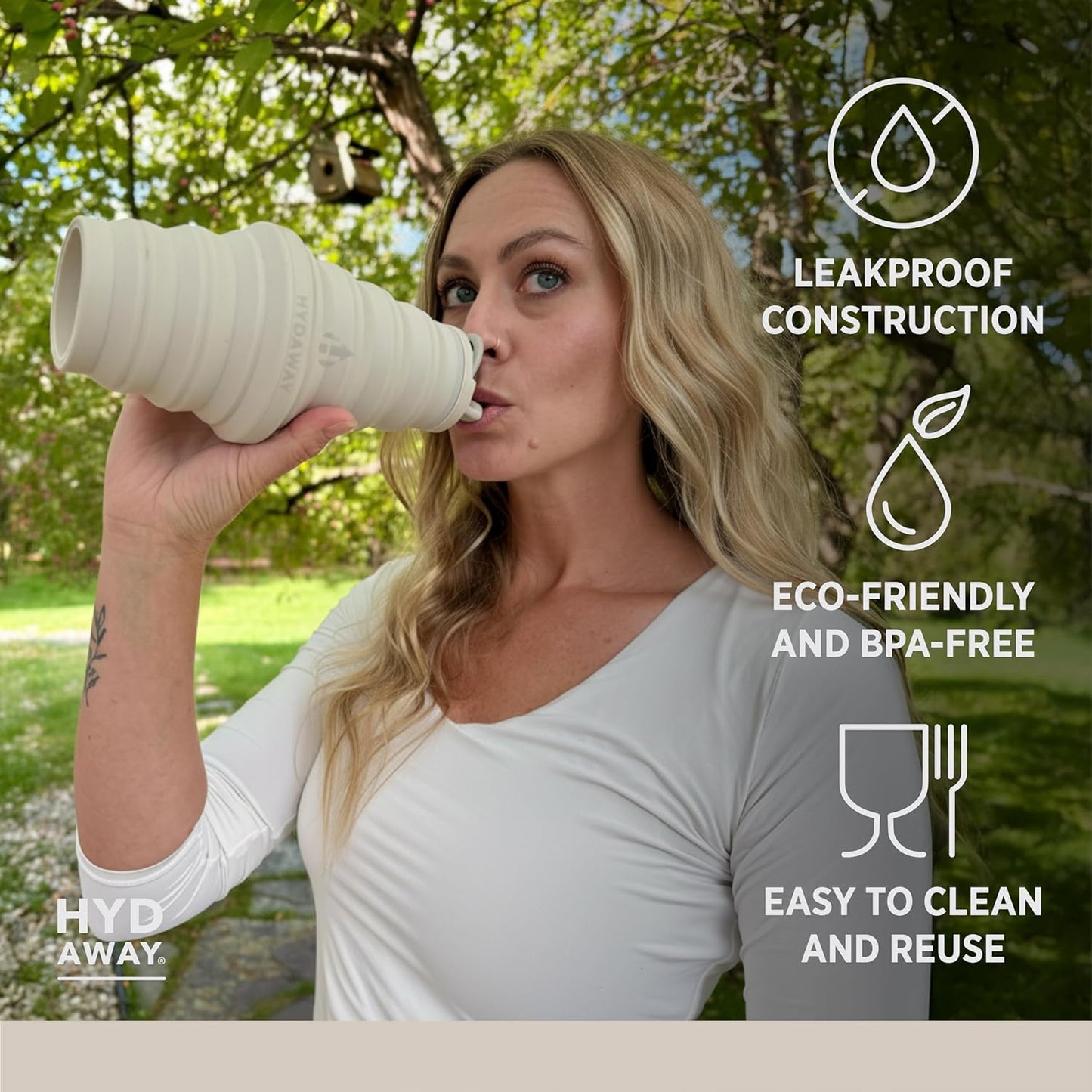 HYDAWAY 25oz Collapsible Travel Water Bottle - BPA-Free, Leakproof, Lightweight, Space-Saving - Perfect for Hiking, Travel, and All-Day Hydration