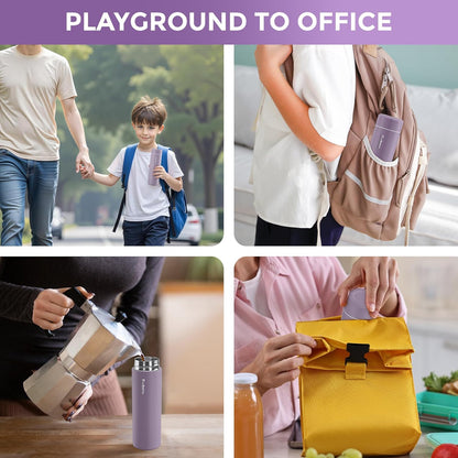 【Upgraded】Exllena Small Insulated Water Bottle 12 oz/350ml– Mini Insulated Water Bottle for Hot & Cold Drinks, Perfect Small Water Bottle for Travel, Purse...(Greyish Blue)