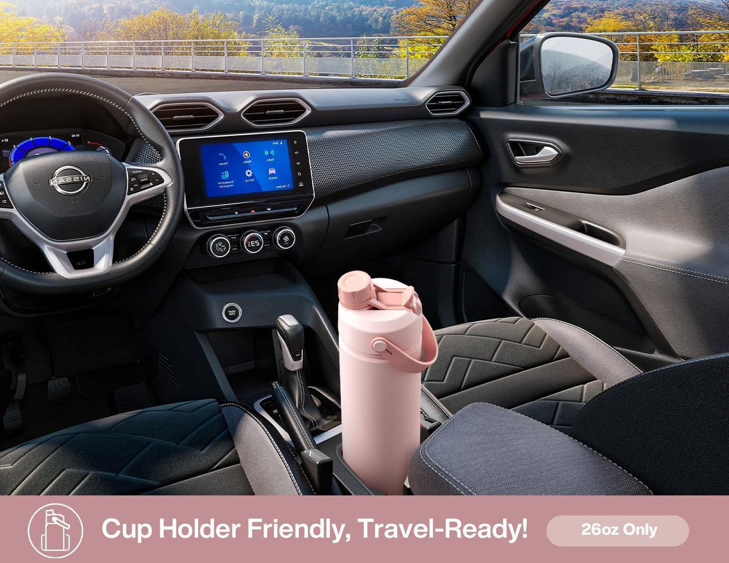 POWCAN 26 oz Insulated Water Bottle with 2-in-1 Straw and Spout Lid, Keep Cold 24H, Leak-Proof, Fits in Car Cup Holder, Stainless Steel Water Bottle for Sports, Travel, and School (Mint)