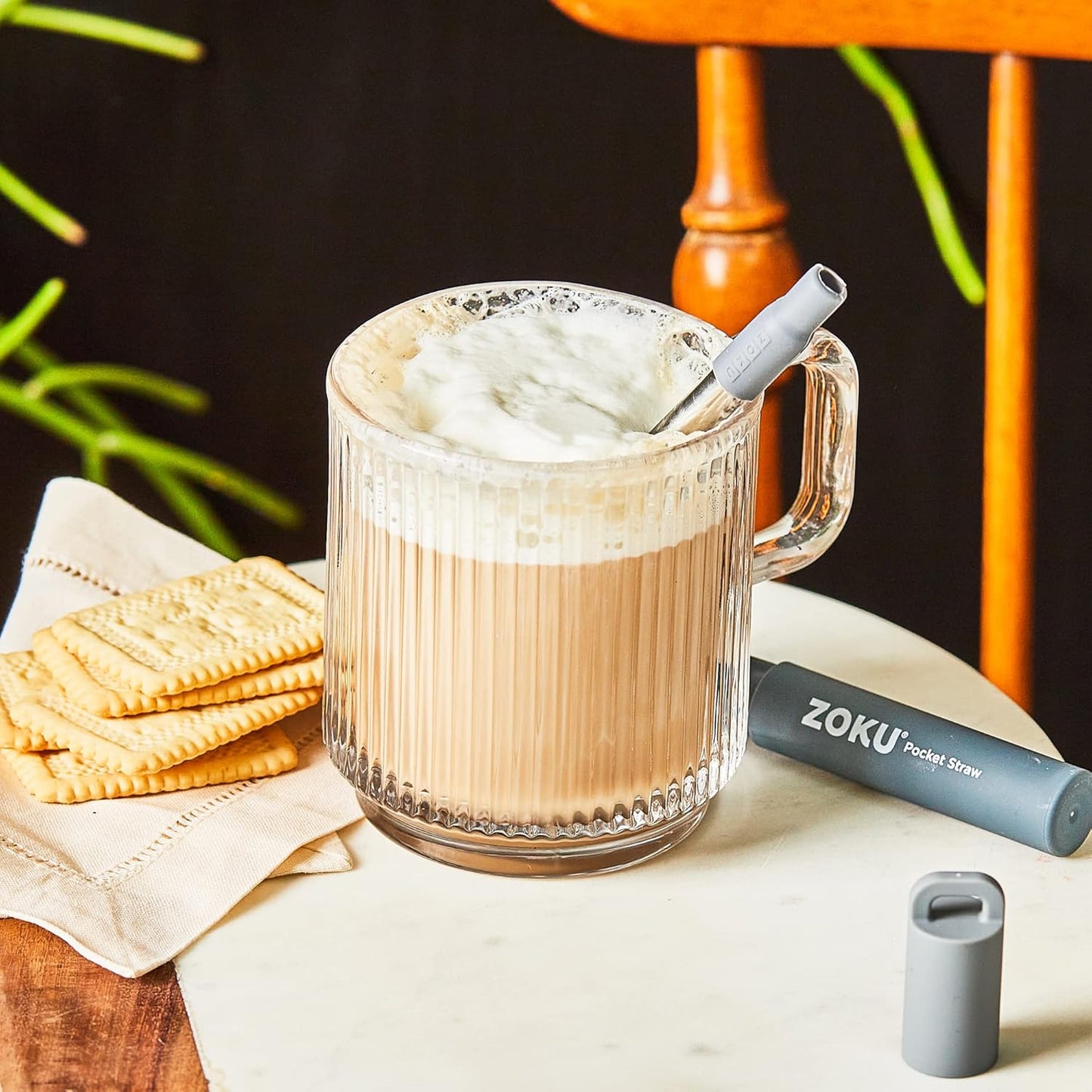 ZOKU Reusable Metal Straw with Case for Travel, Teal - Collapsible Stainless Steel Drinking Straw with Silicone Tip and Cleaner Brush, Ideal for Key Chains, Pockets, Purses