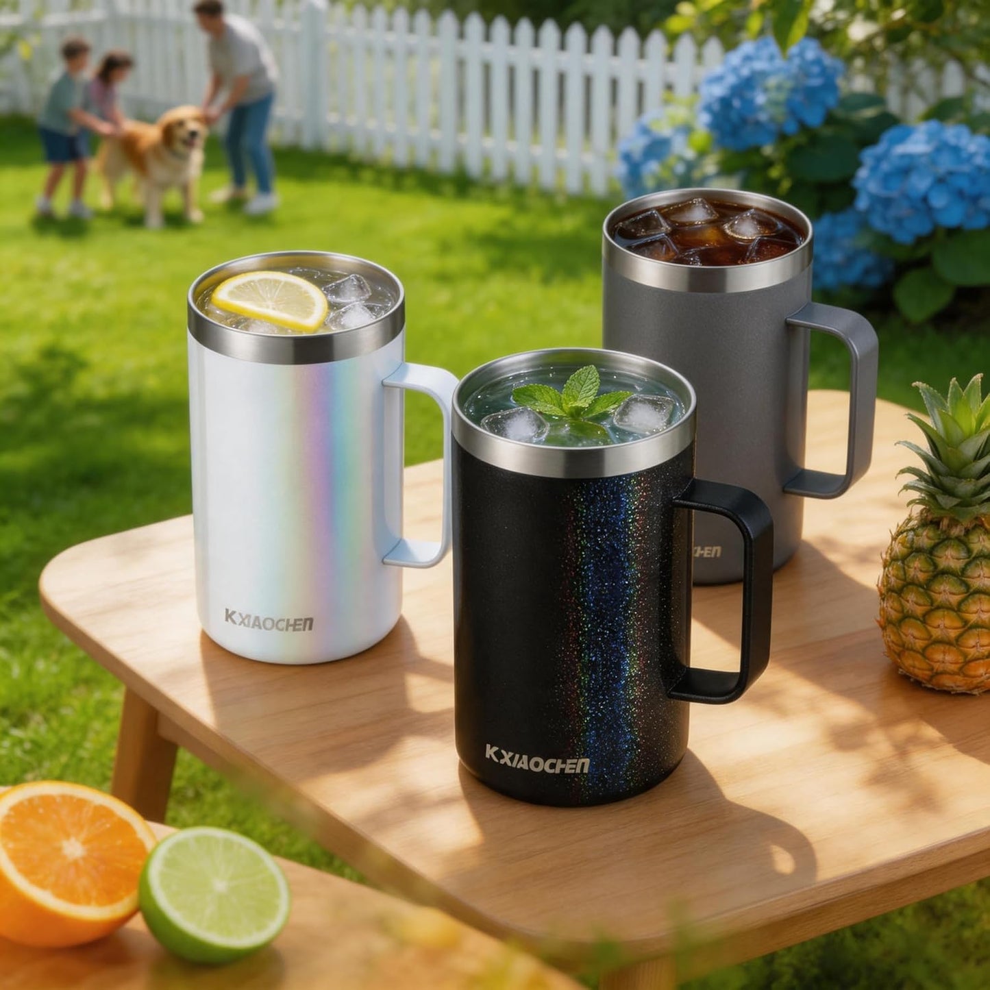 KXIAOCHEN 20oz Insulated Coffee Mug with Lid, Stainless Steel Coffee Cup, Double Wall Vacuum Coffee Tumbler with Handle, Premium Thermal Travel Coffee Mug (Navy Blue)