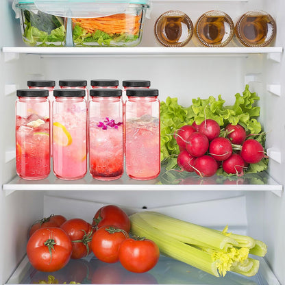 Ruckae 16oz 10 Pack Juice Bottles, Glass Bottles with Lids, Smoothie Cup Lids and Straws, Water Bottle Mason Jar Drinking Glasses for Juicing, Smoothies, Kombucha