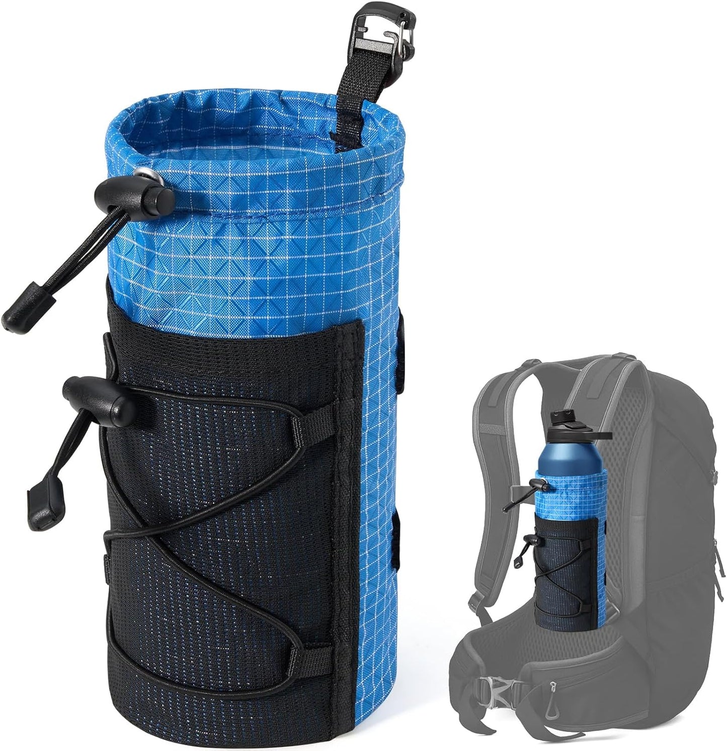 Large Water Bottle Holder Pouch Bag, Backpack Water Bottle Holder Mesh Bag Carrier Fits for 10-32oz Bottles, Heavy-Duty Water Bottles Holder Accessories for Hiking, Sports, Travel, Outdoor