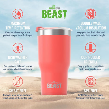 Beast 10 oz Tumbler Stainless Steel Vacuum Insulated Coffee Ice Cup Double Wall Travel Flask (Arctic White)