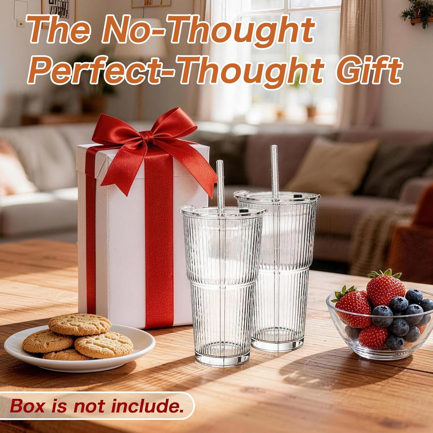 Clear Iced Coffee Cups with Lids - 4 Pack, 20oz Reusable Glass Cups with Lids and Straws, Drinking Tumblers for Cocktail Beer, Juice, Smoothie, Coffee Bar, Housewarming Gifts - Dishwasher Safe