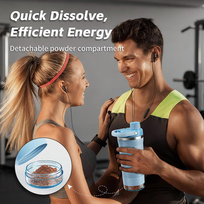 PROCHAIN Insulated Stainless Steel Shaker Bottle, Metal Shaker Cup for Protein Shakes with Storage, Leak-Proof Twist Lock Lid, Perfect for Gym Sports, 20 oz