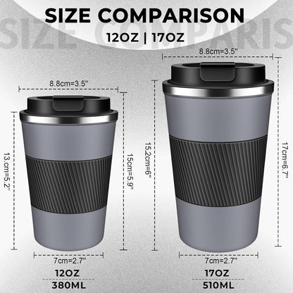 Insulated Coffee Tumbler 12 oz, Stainless Steel Coffee Mug with Lids, Travel Coffee Mug Leak Proof, Double Wall Vacuum Insulated Reusable Coffee Cup, Keep Drinks Hot and Cold (Sky Blue, 12 Ounces)