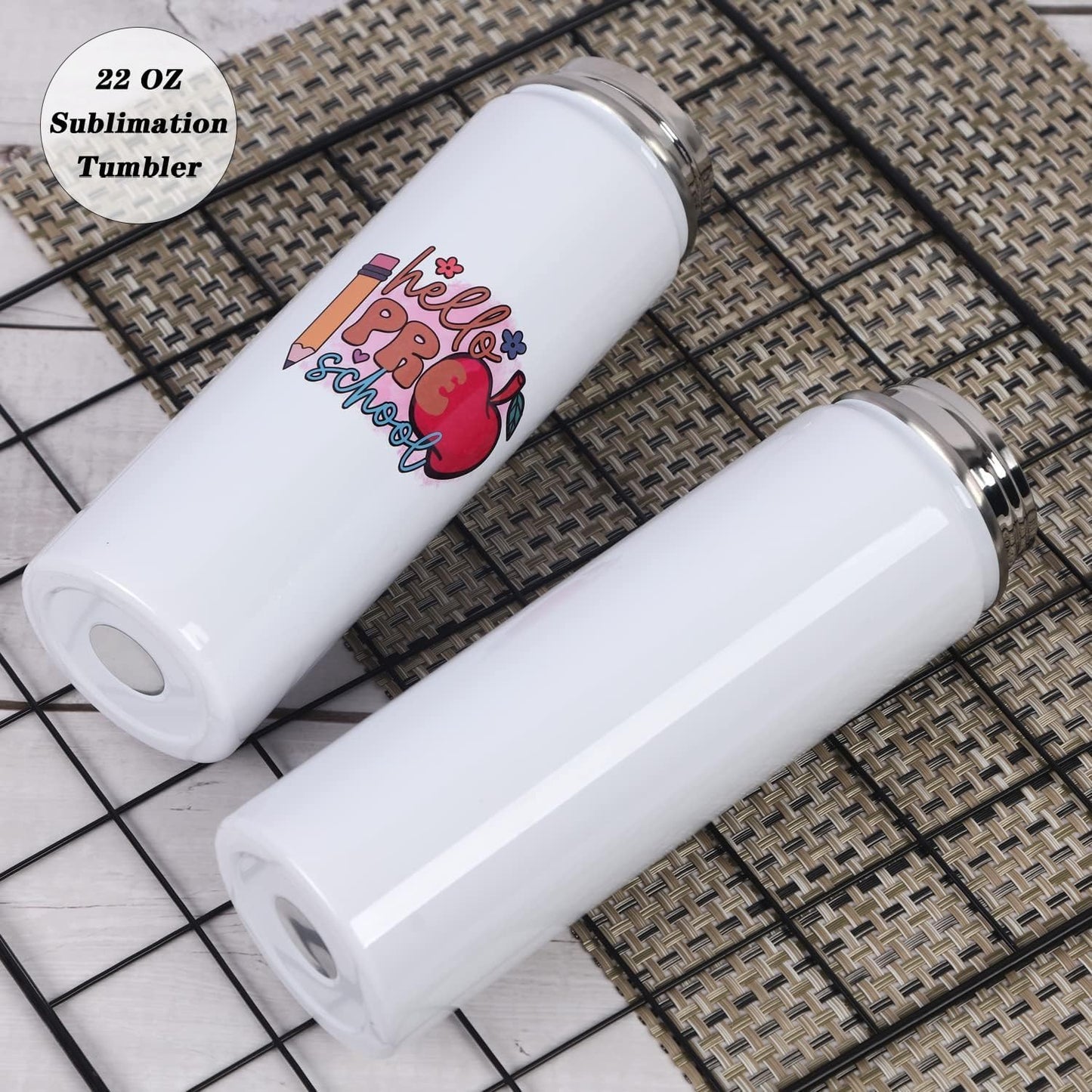 Draheri Sublimation Sports Water Bottle blanks, 22 Oz Sublimation Tumblers, Double Wall Stainless Steel Sports Water Bottle Flask with Portable Handle, Individually Boxed (8 Pack)