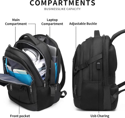 DUSLANG 17 Inch Laptop Backpack for Travel Water Resistant College Backpack for Men/Women Laptop Bag with USB Charging Port,Black - Colors B